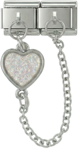 Grey Heart, Double Linked Charms on Silver - Grey-Heart-Double-Linked-Charms-on-Silver.png