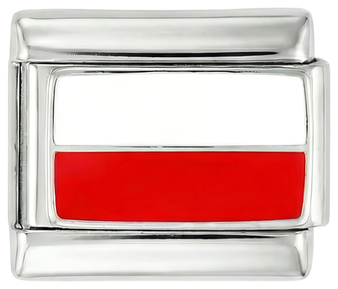 Poland Flag, on Silver
