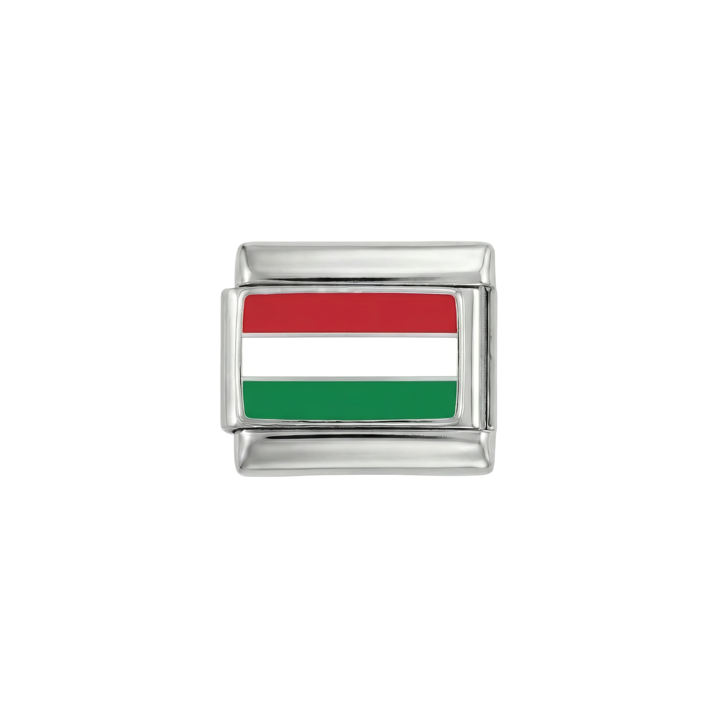 Hungary Flag, on Silver