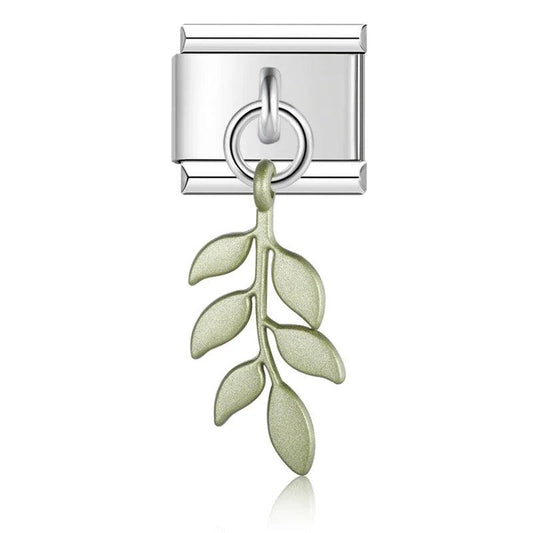5 Green Leaves, on Silver - Charms Official