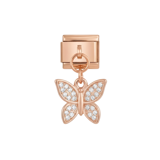 Butterfly with Small Stones on Rose Gold