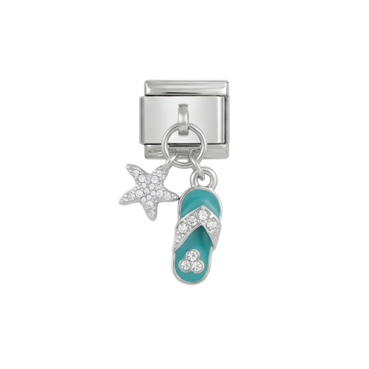 Blue Beach Flip Flop on Silver