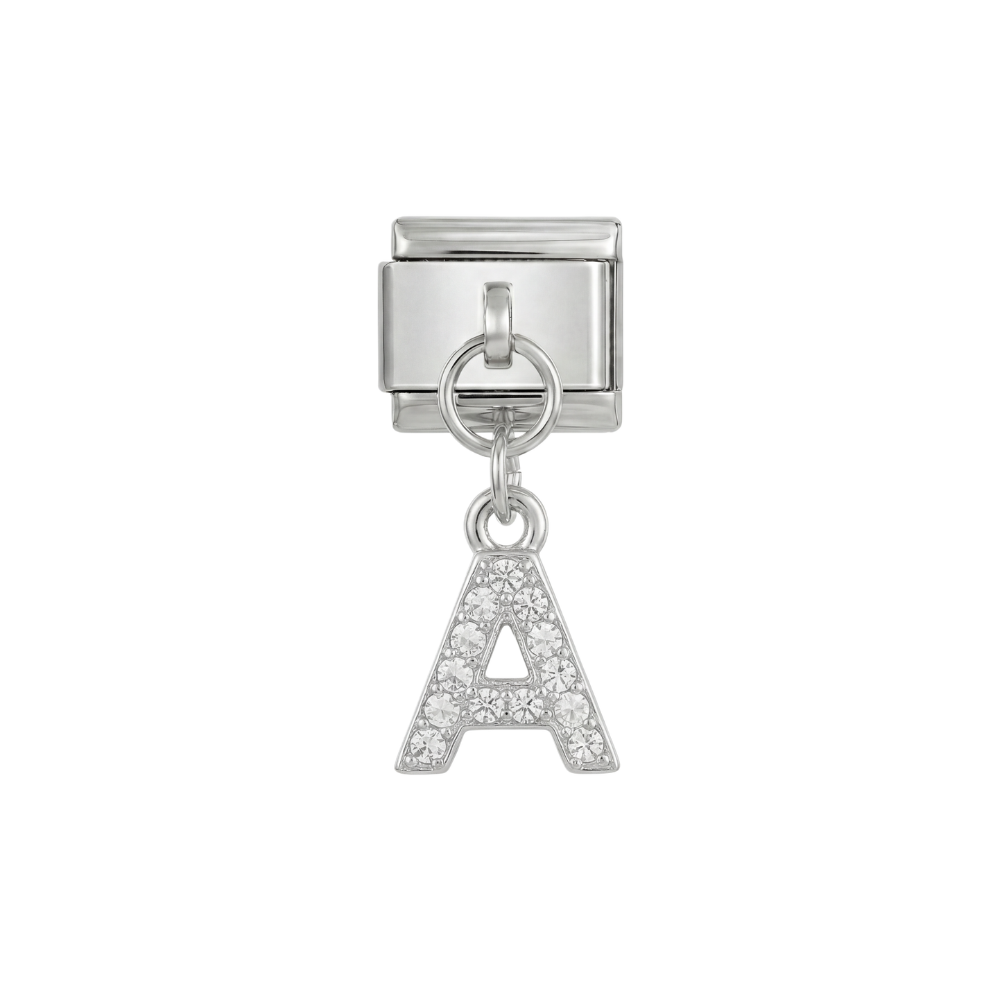 Letter A with stones, Hanging, on Silver