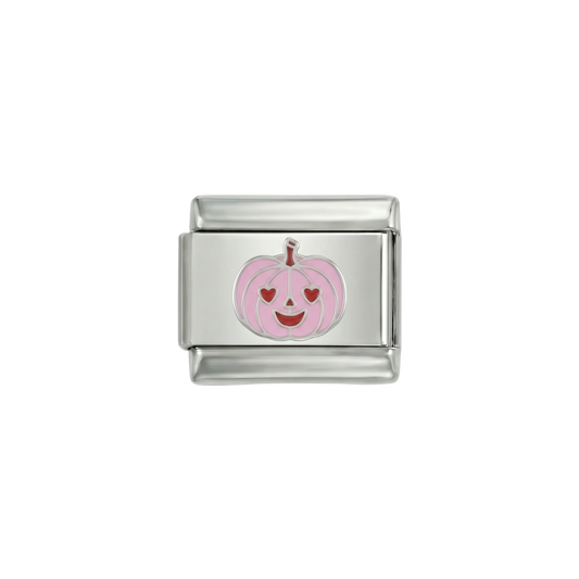 Happy Pink Pumpkin on Silver