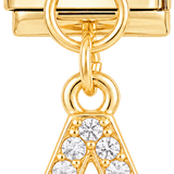 Letter A with stones, Hanging, on Gold