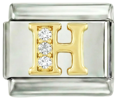 Letter H in Gold with Stones, on Silver - Letter-H-in-gold-with-stones-on-silver.png