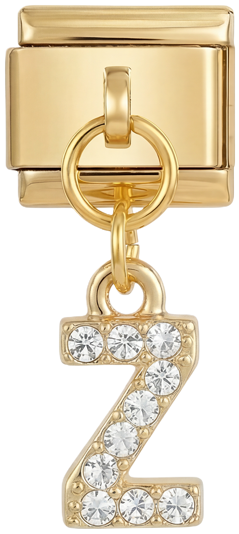 Letter Z  with stones, Hanging, on Gold - Letter-Z-with-stones-hanging-on-gold.png