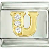 シルバー台のゴールド製「U」ストーン付き