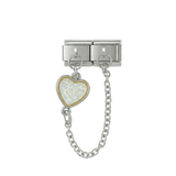 シルバーのマルチカラーハート、ダブルリンクのCharms