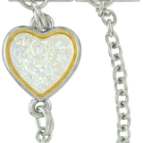 シルバーのマルチカラーハート、ダブルリンクのCharms