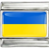 Ukraine Flag, on Silver
