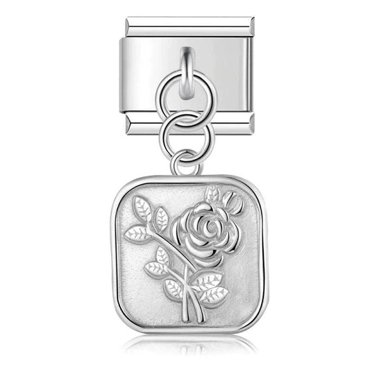 A Rose, Hanging, on Silver - Charms Official