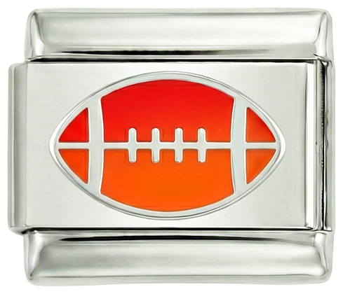 American Football Ball, Red and Orange, on Silver - american-football-ball-red-and-orange-on-silver.png