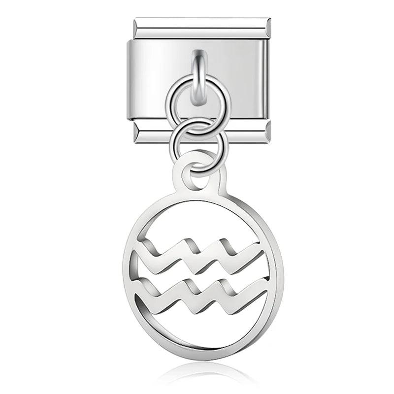 Aquarius Sign, on Silver - Charms Official