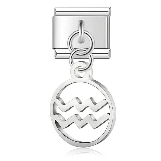 Aquarius Sign, on Silver - Charms Official