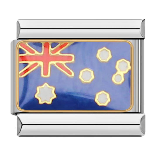 Australia Flag, on Silver - Charms Official