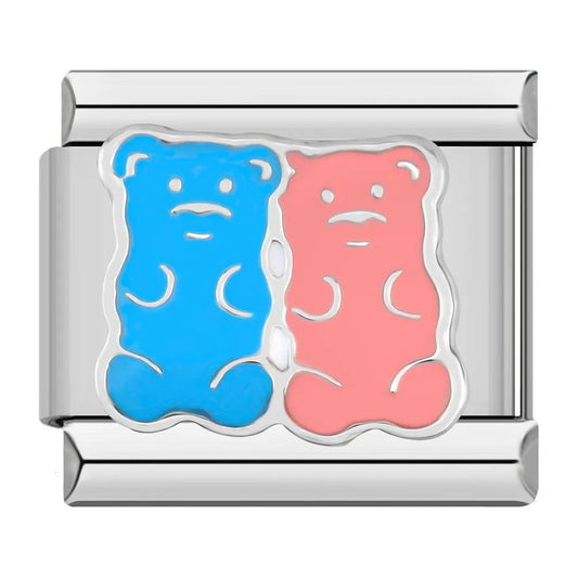 Bears, Turquoise and Pink, on Silver - Charms Official