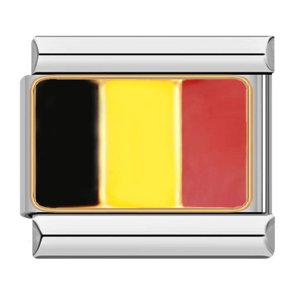 Belgium Flag, on Silver - Charms Official