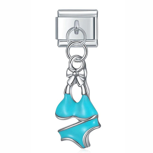 Bikini Blue, on Silver - Charms Official