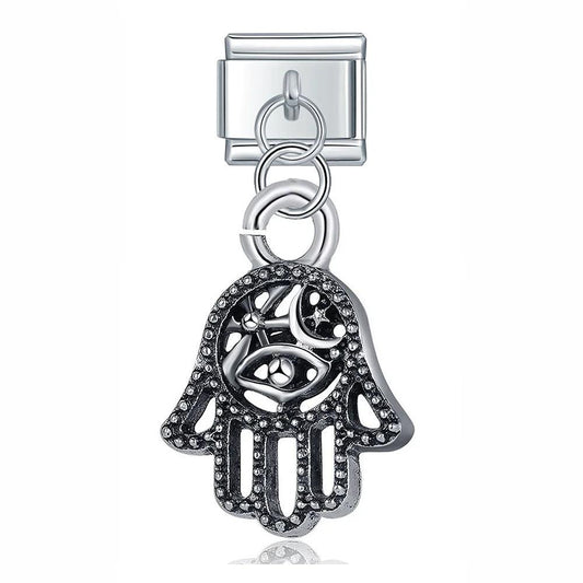 Black Fatma's hand, on Silver - Charms Official