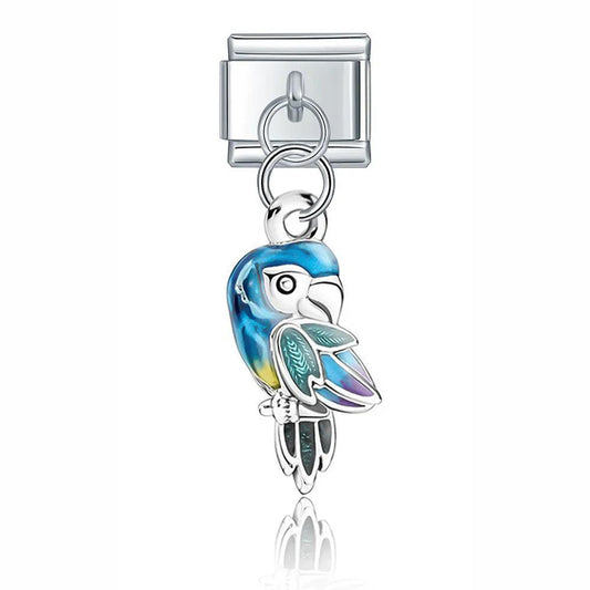 Blue Parrot, on Silver - Charms Official
