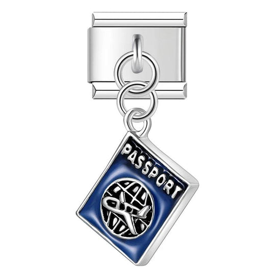Blue Passport, on Silver - Charms Official