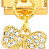 Bow with White Stones Hanging on Gold - bow-with-white-stones-hanging-on-gold.png