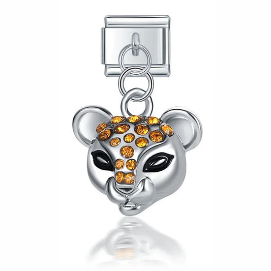 Cat Head with Stones, on Silver - Charms Official