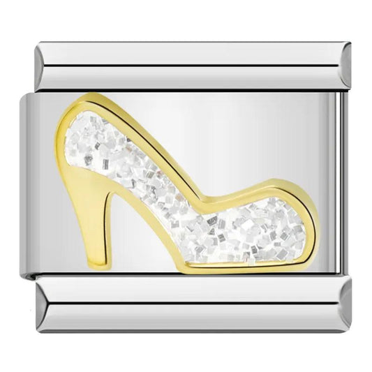 Cinderella Glitter Heel, on Silver - Charms Official