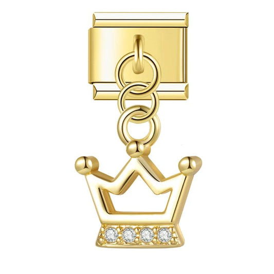 Crown in Gold with Stones, on Gold - Charms Official