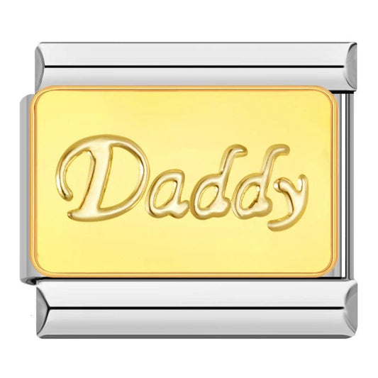 Daddy, Gold plate, on Silver - Charms Official
