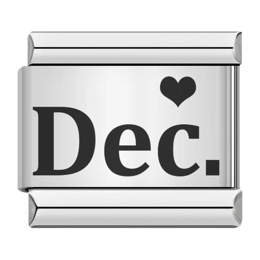 December with Heart, on Silver - Charms Official