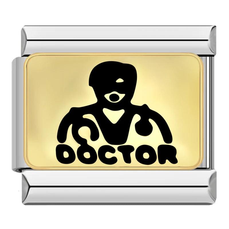Doctor, Gold Plate, on Silver - Charms Official