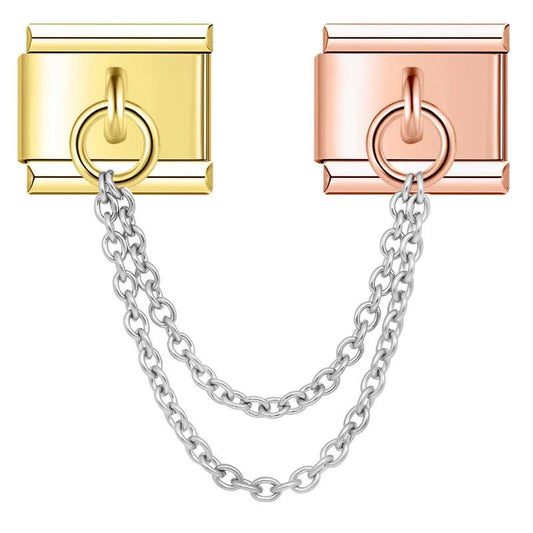 Double Linked Charms, Gold and Rose Gold - Charms Official