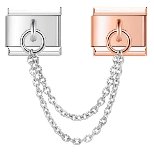 Double Linked Charms, Rose Gold and Silver - Charms Official