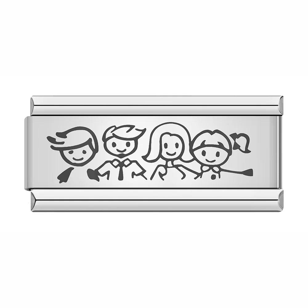 Family of 4, on Silver - Charms Official
