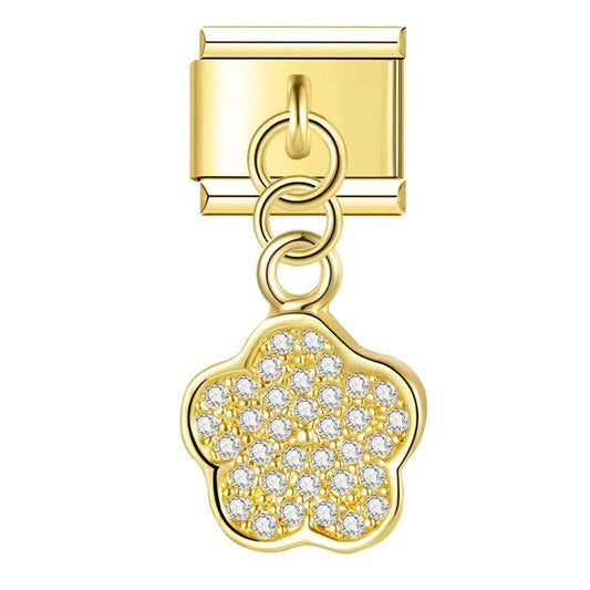 Flower in Gold with Stones, on Gold - Charms Official