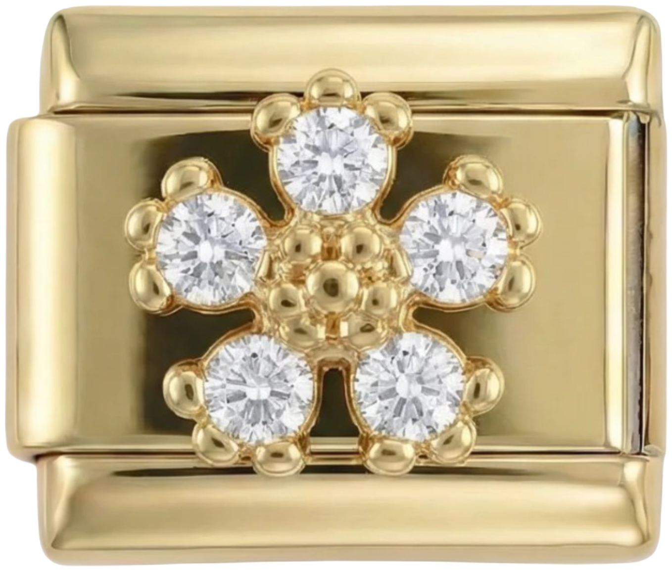Flower with White Stones on Gold