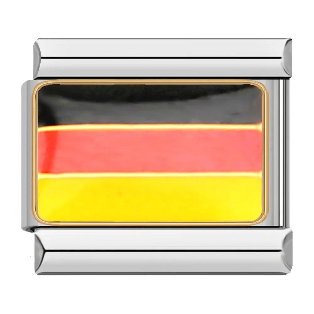 Germany Flag, on Silver - Charms Official