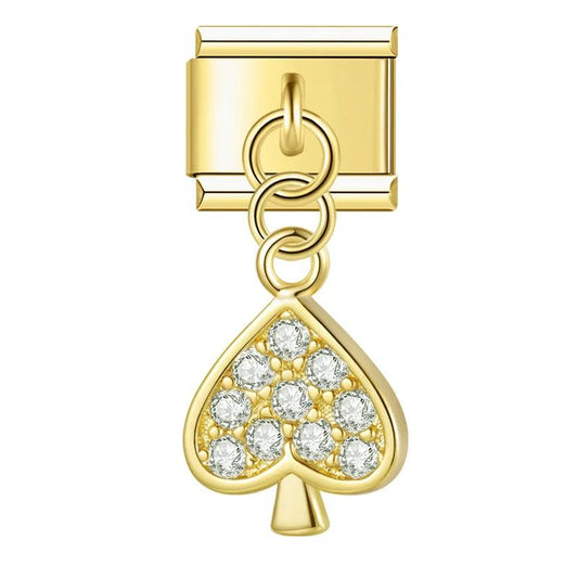 Gold Ace of Spades with Stones, on Gold - Charms Official