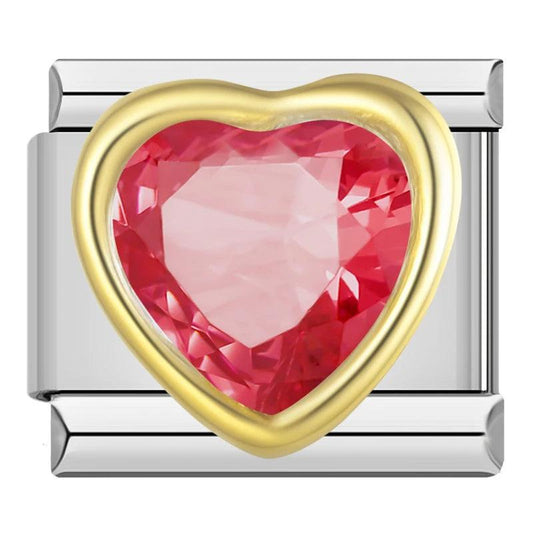 Gold Heart with Large Red Stone - Charms Official
