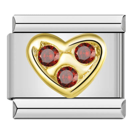 Gold Heart with Red Stone - Charms Official