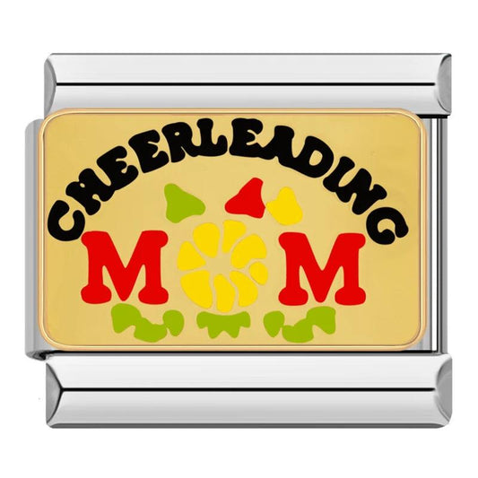 Gold Plate, Cheerleading Mom, on Silver - Charms Official