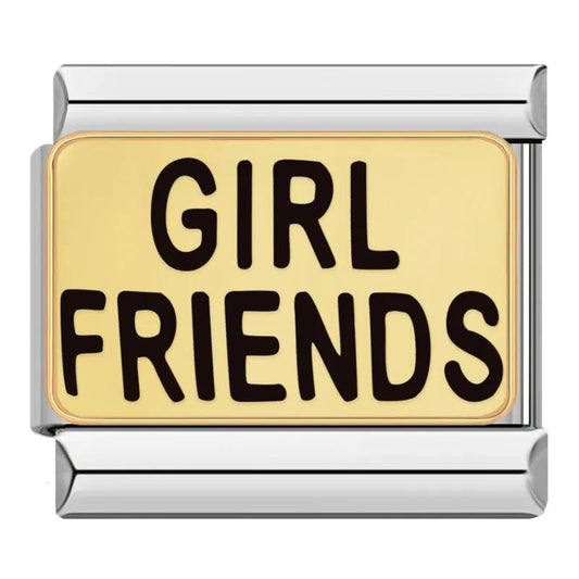 Gold Plate, Girl Friends, on Silver - Charms Official