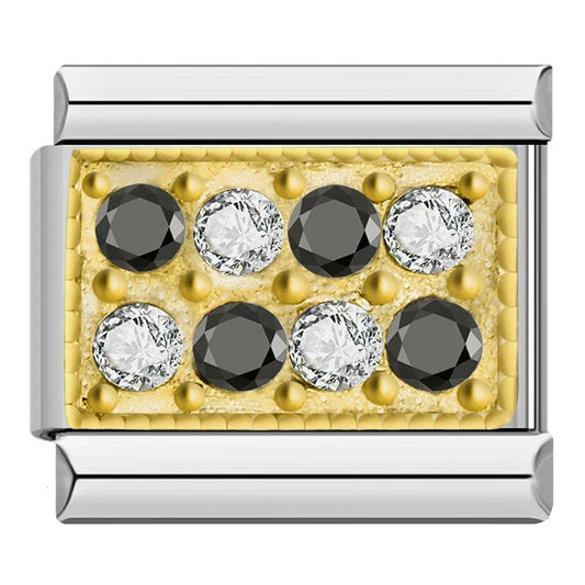 Gold Plate with Stones, Black and White - Charms Official
