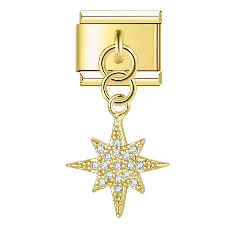 Gold Polar Star with Stones, on Gold - Charms Official