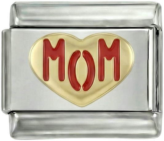 Heart in Gold, Love Mom in Red, on silver - heart-in-gold-love-mom-in-red-on-silver.png
