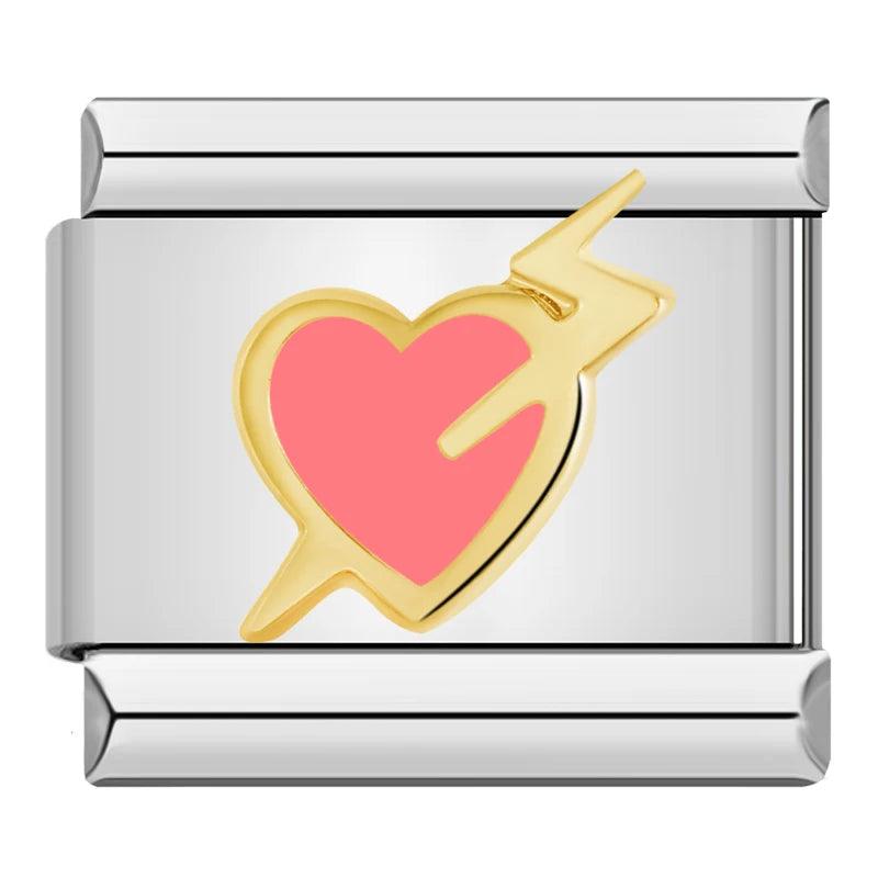 Heart, Love at First Sight, in Gold on Silver - Charms Official