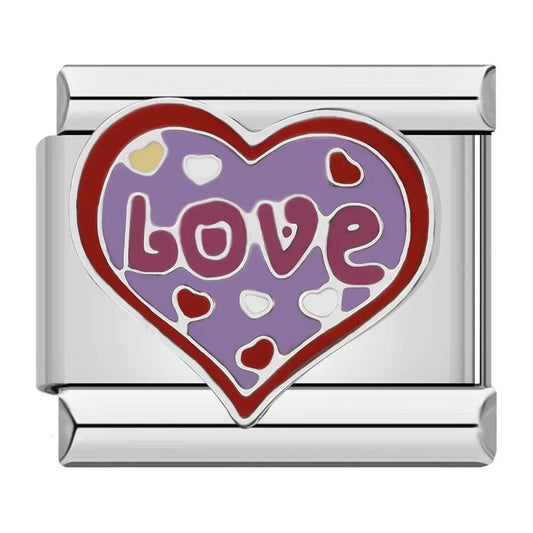 Heart, Love, Purple and Red, on Silver - Charms Official