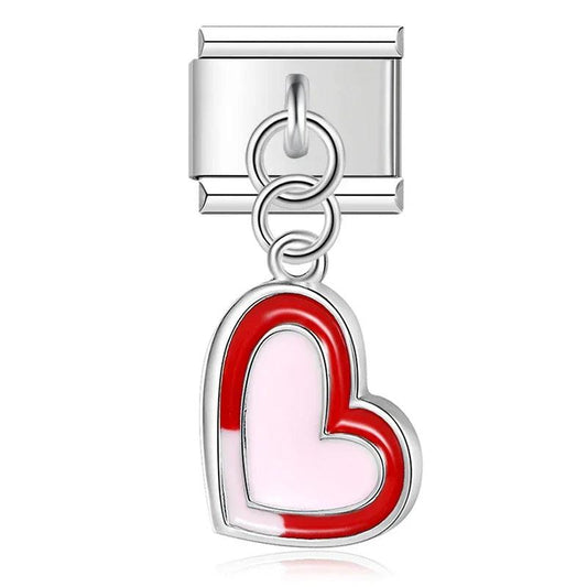 Heart, Red and Pink, on Silver - Charms Official